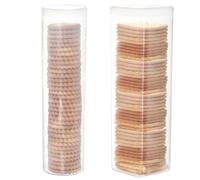 Youngever Paquete de 2 recipientes de plástico para galletas, tarros de galletas, recipientes de almacenamiento de alimentos con tapa (juego redondo y cuadrado)