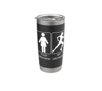 Your Girlfriend vs. My Girlfriend Funny Running Design Vaso térmico de acero inoxidable de doble pared