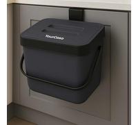 YourCasa® Compostador cocina 7L con soporte y tamiz de compost para residuos orgánicos diarios, lavable en lavavajillas, basura compost cocina, cubo compost cocina (antracita)