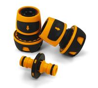 YourCasa Conector de manguera de 3/4 pulgadas (19 mm) acoplamiento de 2 mangueras de agua - Conector de manguera de jardín - Adaptador conector de manguera conector doble acoplamiento (naranja)