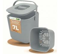 YourCasa®: Contenedor de residuos orgánicos para la cocina, compostador - 7 litros - Contenedor para residuos orgánicos de uso diario en la cocina, color gris
