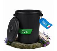 YourCasa Cubo de basura de 70 l, con tapa con cierre, con asas de transporte para jardín, contenedor de comida o de lluvia, pequeño cubo de basura universal
