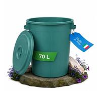 YourCasa Cubo de basura de 70 l, con tapa con cierre, con asas de transporte para jardín, contenedor de comida o de lluvia pequeño, cubo de agua, cubo de basura, pequeño cubo universal (verde, 70