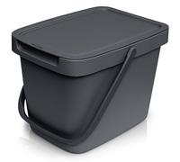 YourCasa Cubo de basura orgánica para cocina, 6 l, para residuos orgánicos cotidianos, con tapa y colgador de pared, cubo de basura orgánica para cocina pequeño, cubo orgánico (antracita)