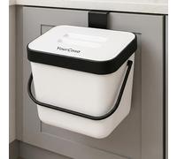 YourCasa®: Cubo de basura biológica de 7 litros con soporte y colador para la cocina, hermético y apto para lavavajillas, color blanco