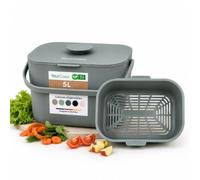 YourCasa Cubo de basura orgánica para cocina de 5 l, cubo de compost para residuos orgánicos cotidianos, apto para lavavajillas, a prueba de olores con colador y mango ergonómico, cubo de basura