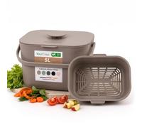 YourCasa, cubo para residuos orgánicos de 5 litros - Contenedor para residuos orgánicos de uso diario, apto para lavavajillas, con filtro y asa ergonómico, color taupe