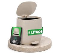 YourCasa Cubo de basura para baño [5L] - Diseño elegante - Cubo de basura pequeño con tapa y cierre suave - Cubo interior extraíble (beige)