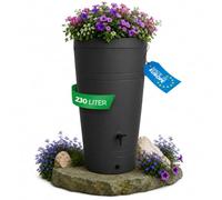 YourCasa Deposito Agua 230 litros [diseño Decore] Barril de Lluvia Resistente a Las heladas de plástico - bidon Agua de Lluvia con Grifo - depósito de Agua para jardín (Antracita)