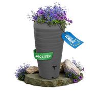 YourCasa Deposito Agua 240 litros [diseño de Onda] Barril de Lluvia Resistente a Las heladas de plástico - bidon Agua de Lluvia con Grifo - depósito de Agua para jardín Avec Robinet (Gris)