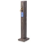 YourCasa Forest Columna de agua de jardín con aspecto de madera | Fuente con grifo de 100 cm resistente a la intemperie, a las heladas y a los rayos UV
