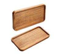 YOUZMY 2 bandejas rectangulares de madera de acacia, 19 × 10,5 cm bandeja decorativa pequeña de madera, bandeja de servicio de madera, bandeja alargada, bandeja decorativa, portalápices, bandeja de es