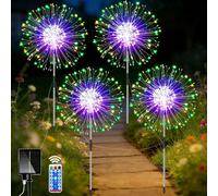 yowin: 4 faroles solares LED de 120 luces para exteriores, ideales para jardines, con control remoto, de múltiples colores