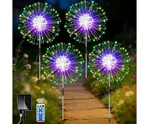 yowin: 4 faroles solares LED de 120 luces para exteriores, ideales para jardines, con control remoto, de múltiples colores