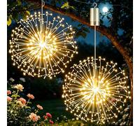 Yowin - Lote de 2 luces de fuegos artificiales de 198 LED de alambre de cobre, 8 modos, con mando a distancia, luces colgantes impermeables para decoración de interiores y exteriores