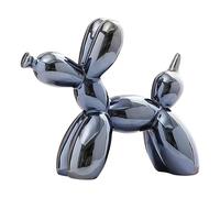 YOYUMI Adornos de Escultura Perro Globo galvanizado, Estatua de cerámica con Brillo especular para decoración de Sala de Estar, Dormitorio y Oficina, Azul grisáceo 10,5 x 10,5 x 4 cm
