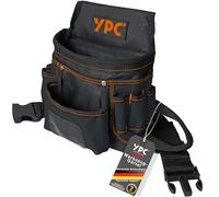 YPC Presto - Riñonera XL para herramientas, cinturón de trabajo, resistente al agua, con correa para martillo, cinturón de nailon resistente, 12 bolsillos, negro, 27 x 21 x 13 cm, capacidad de carga
