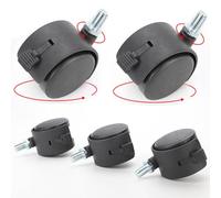 YQOLG87 Ruedas giratorias de Nylon con Freno,5 Piezas Ruedas Pivotantes para Silla de Oficina/Muebles/carros,M6/8/10x15mm Vástago roscado Rueda,330lb Capacidad de Carga Total,M6