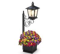 Yqooup Poste de Farol Solar con Maceta Integrada,Lámpara Solar Exterior 2 en 1 con Macetero - Maceta Exterior con Luz,para el Jardín, Patio Trasero, Césped, Terraza, Balcón, Apartamento y Césped