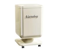 Yqqhrbm Cubo de Basura con Tapa a Presión, Contenedor de Residuos con Ruedas, Fabricado en PP Resistente con Práctica Abertura, Apto para Uso Doméstico, Blanco Lechoso