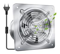 Yrichtra 250mm Extractor de Aire Silencioso y Potente 1680m³/h con Válvula Antirretorno, Extractor Industrial de Alta Eficiencia para Baño, Cocina y Garaje, Enchufe Europeo, Plateado