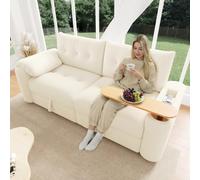 Yrxin Sofá de peluche pequeño modular con espacio de almacenamiento, reposacabezas y mesa auxiliar integrada, sofá cama que ahorra espacio, para apartamento, salón y habitación de invitados, color