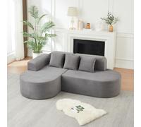 Yrxin Sofá moderno, sofá modular en forma de L de pana con respaldos curvados y reposabrazos, equipado con tres almohadas, sin montaje, adecuado para salón, sala de juegos y salas de recreo