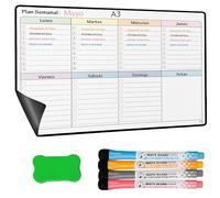 YSANCOR® Calendario Magnético Nevera Planificador Mensual o Semanal + 4 Rotuladores y 1 Borrador de Regalo | Opciones en Tamaños A4 y A3 | Ideal como Organizador Semanal (SEMANAL A3)