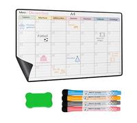 YSANCOR® Calendario Magnético Nevera Planificador Mensual o Semanal + 4 Rotuladores y 1 Borrador de Regalo | Opciones en Tamaños A4 y A3 | Ideal como Organizador Semanal (MENSUAL A4)