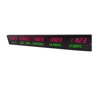 YSFW Reloj Mundial Digital LED Grande, 5 Zonas Horarias con Control Remoto, 3 Niveles Ajuste De Brillo, Función De Memoria De Apagado, Carcasa De Aleación Aluminio,para Empresas, Aeropuertos,hoteles