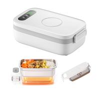 Ysislybin Fiambrera Electrica, Taper Electrico para Comida 1L Almuerzo eléctrico con Batería Cuenco calefactor con Calefacción Programable Tupper Calentador para Comida Carga USB para Viajes Oficina