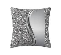 YsoLda Funda de Almohada, Funda de Almohada Decorativa, Fundas de cojín Suaves de 40x40 cm para sofá de Dormitorio, Brillo sintético Plateado Glam Bling
