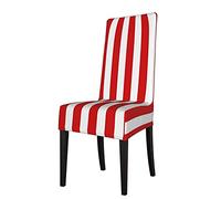 YsoLda Funda para Silla, Funda para Silla de Comedor, Protector de Asiento, Funda elástica para Cocina, Hotel, Comedor, Rayas Rojas y Blancas