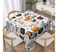 YsoLda Manteles, manteles Lavables de 137 cm, manteles para Cocina, Comedor, Fiesta,Perro y Gato de Dibujos Animados