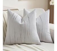 Ystyle Funda Cojin 60x60 Juego de 2, Fundas Cojines con Textura de Rayas en Relieve, con Cremallera Oculta, Cuadrado Fundas de Cojines, para Decoración del Hogar Sofá Dormitorio, Gris