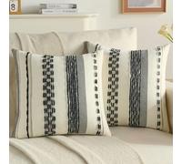 Ystyle Juego de 2 Boho Funda Cojin 45x45, Fundas Cojines Decorativa con Rayas y Textura Tufted Suave, Fundas de Cojines para Decoración del Hogar Sofá Dormitorio, Negro