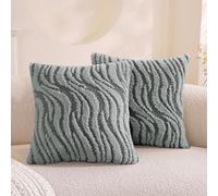 Ystyle Juego de 2 Fundas de Cojín 60x60cm Peluche Suave, Fundas Decorativas Textura Ondas 3D, Modernas Efecto Pelo para Sofá Cama Salón, Lavables y Aptas para Mascotas, Gris Claro