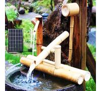 YSXXIAN Fuente de Agua de Bamboo de Bamboo Solar para Jardín, Decoración Zen Hecha a Mano con Bomba, 240L/H Flow, Easy Assembly Eco-Amigablemente Naturaleza de Estanque Interior