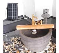 YSXXIAN Fuente Solar Bamboo Función de Agua 6W Pump Zen Garden Decor Outdoor Patio Pond Backyard Yard Landscaming Ornamento Tranquilidad Atmosphere Eco Friended Natural Wood Flowing Water Sound Sound