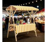 YSXXIAN Puesto de Mercado Plegable portátil con toldo, Carrito de Madera Maciza para ferias de artesanía, mercados agrícolas y Tiendas efímeras. Fácil Montaje. Verde Oscuro. 120 cm (47,2 Pulgadas).