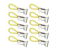 Ysyqkn 10 Piezas Ganchos Colgadores Sujetadores de Toallas Clips de Metal con Anilla Porta Paños de Cocina Resistentes de Hierro Adecuados para Camping Baño, AMARILLO, tal como se describe