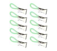 Ysyqkn 10 Piezas Ganchos Colgadores Sujetadores de Toallas Clips de Metal con Anilla Porta Paños de Cocina Resistentes de Hierro Adecuados para Camping Baño, VERDE, tal como se describe