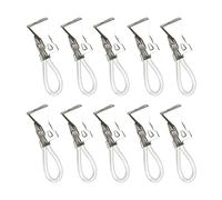 Ysyqkn 10 Piezas Ganchos Colgadores Sujetadores de Toallas Clips de Metal con Anilla Porta Paños de Cocina Resistentes de Hierro Adecuados para Camping Baño, Blanco, tal como se describe