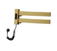 Ysyqkn Calentador de Toallas Eléctrico Intuitivo para Un Secado Y Calentamiento Rápidos, Doble Barra de Aluminio, Resistente Al Agua, Fácil Montaje en, Oro, Individual