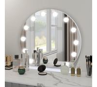 YU YUSING Hollywood Espejo Maquillaje con Luz 12 LED, 50 x 47.5 cm, 3 Modos Iluminación Regulables, Espejo Tocador, Espejos de Mesa, 10x, Vanity Mirror Tocador Dormitorio, Controles Táctiles, Blanco