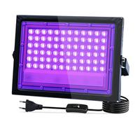 Yuaiosn LED Luz Negra 50W, IP66 Impermeable Luz Negra Ultravioleta Foco UV Ultravioleta Con Interruptor para Fiesta Glow, Halloween, Neón, Maquillaje Corporal, Decoración, Discoteca