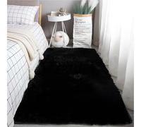 YUANWAN Alfombra Antideslizante 70 x 140 cm Antideslizante Resistente Alfombras de Sala de Estar Alfombras Salón Pelo Largo para La Sala de Estar Salón O Dormitorio, Negro