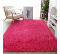 YUANWAN Alfombra Antideslizante 90 x 100 cm Lavable y Antideslizante Alfombra Salón Antideslizante Alfombra de Pelo Alto para Salon Habitacion Exterior Pasillo, Rosa Roja