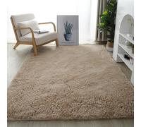 YUANWAN Alfombra Antideslizante Muy Suave 140 x 100 cm Lavable y Antideslizante Alfombras Dormitorio Modernas Pelo Largo Lavables para Interiores Estar Habitación, Beige