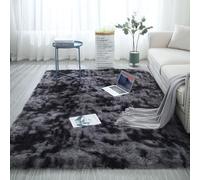 YUANWAN Alfombra de Salón 140 x 150 cm Lavable y Antideslizante Alfombras Cuadradas para Sala de Estar Alfombra Moderna para La Sala de Estar Salón O Dormitorio, Gris Oscuro